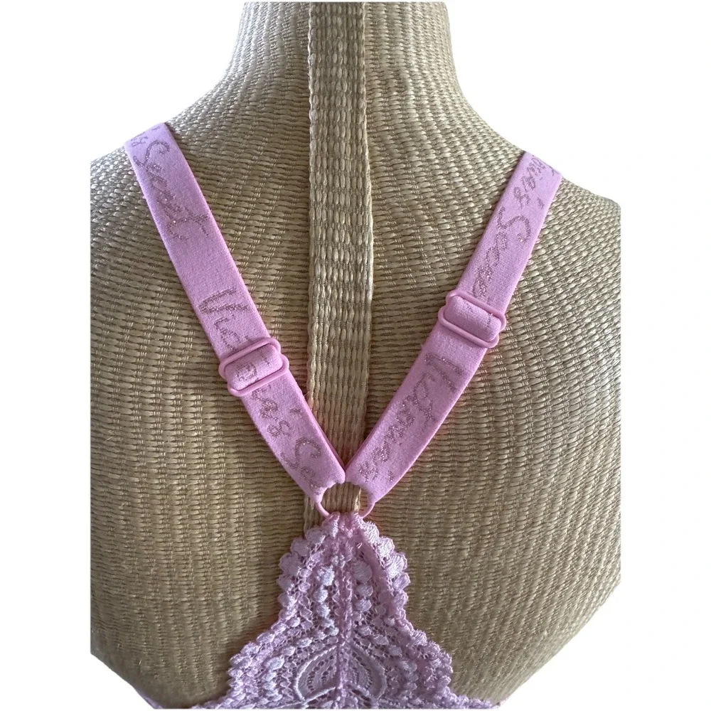 Victoria Secret Light Baby Pink Lace Bralet‎ Bra Front Closure Size Small Euc